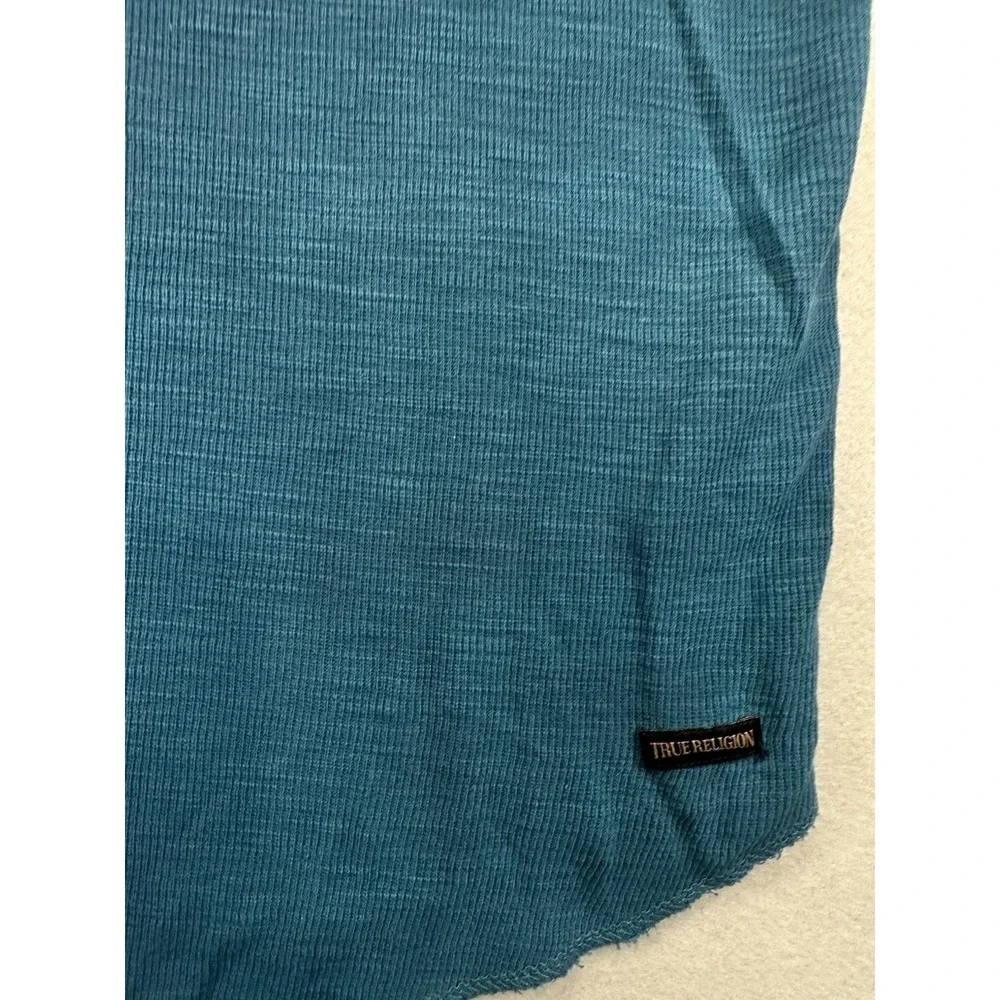 Men's True Religion Turquoise Blue Thermal Long Sleeve Shirt Medium
